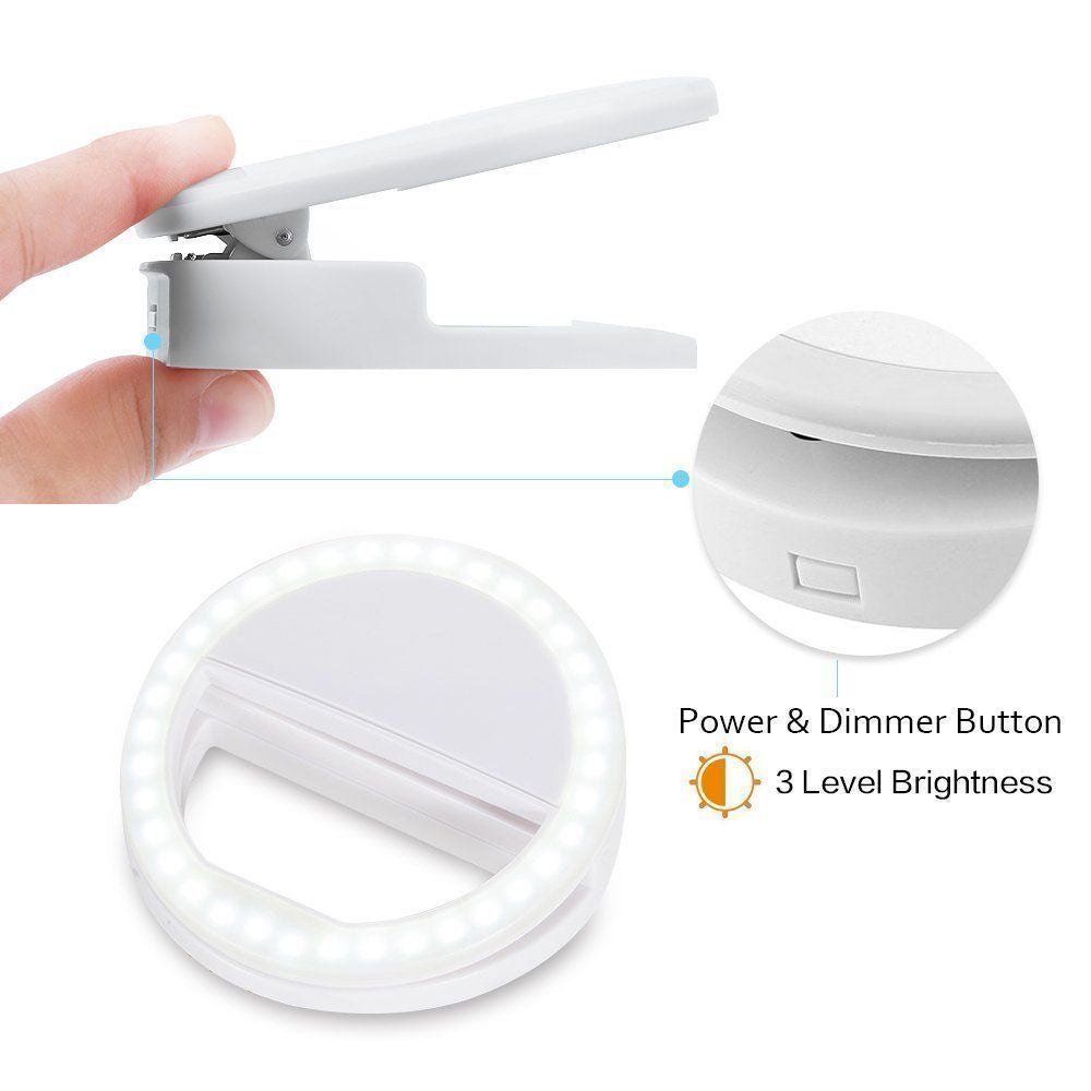 Ring Light Selfie Clip – Lumière LED 3 Modes pour Smartphone