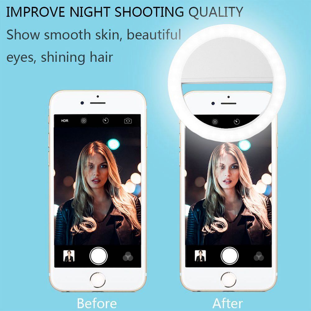 Ring Light Selfie Clip – Lumière LED 3 Modes pour Smartphone